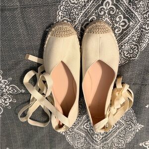 ASOS Cream Espadrille Flats with Ribbon Ties